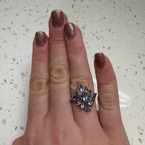 Elegant Sterling Silver and Tanzanite Floral Ring by Stauer